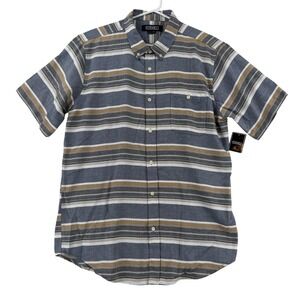 Ezekiel Shirt‎ Mens Large Blue Striped Short Sleeve Button Up Casual Woven NWT
